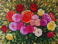 Flowers - Roses - Oil On Canvas